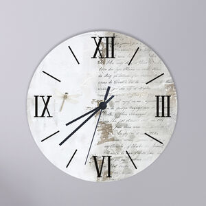 Dragonfly Script Neutral Kitchen Clock