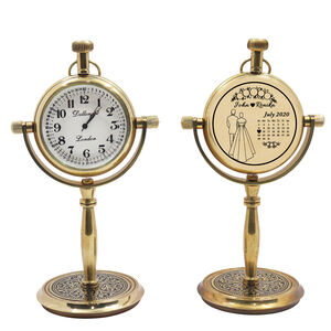 Engraved 5th Wood Anniversary Gold Colour Desk Clock Gift