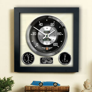 Hand Made Personalised Wall Clock Based On The Austin Healey Frogeye Sprite Speedometer