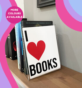 I Heart Books Acrylic Bookend Home Decor