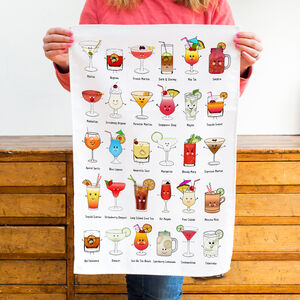 Illustrated Cocktails Tea Towel