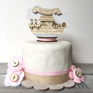 Personalised Noah's Ark Christening Cake Topper