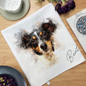 Personalised Your Dog Photo Portrait Tea Towel