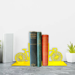 Yellow Cyclist Bike Art Bookends