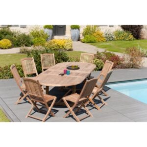 FUN - Garden table for 10/12 people - oval double extension 200/300*120 cm in teak wood FUN - Garden table for 10/12 people - oval double extension 200/300*120 cm in teak wood