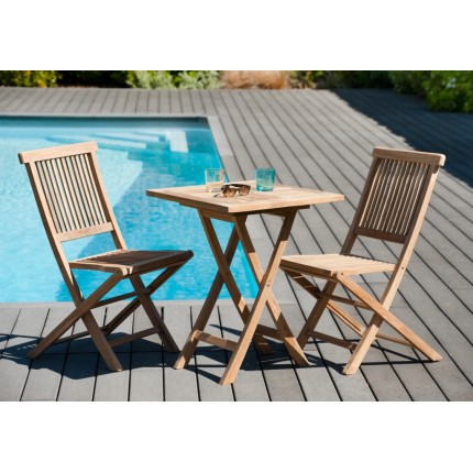 FUN - Garden table for 2 people, square folding 60x60cm in teak wood