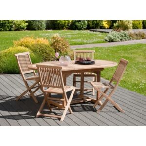 FUN - Garden table for 4/6 people - oval, extendable 120/180 x 90 cm in teak wood FUN - Garden table for 4/6 people - oval, extendable 120/180 x 90 cm in teak wood