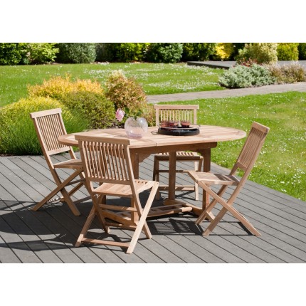 FUN - Garden table for 4/6 people - oval, extendable 120/180 x 90 cm in teak wood