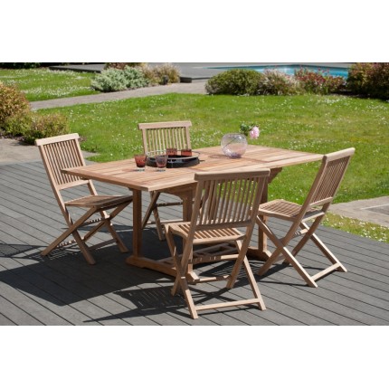 FUN - Garden table for 4/6 people - rectangular, extendable 120/180 x 90 cm in teak wood FUN - Garden table for 4/6 people - rectangular, extendable 120/180 x 90 cm in teak wood