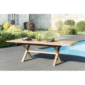 FUN - Garden table for 8/10 people - rectangular with cross legs, extendable 180/240x100 cm in teak wood FUN - Garden table for 8/10 people - rectangular with cross legs, extendable 180/240x100 cm in teak wood