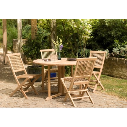 FUN - Round garden table for 4/5 people - with butterfly flaps in teak FUN - Round garden table for 4/5 people - with butterfly flaps in teak