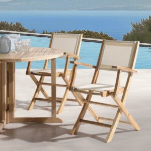FUN - Set of 2 beige textilene folding armchairs FUN - Set of 2 beige textilene folding armchairs