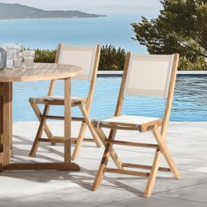 FUN- Set of 2 beige textilene folding chairs FUN- Set of 2 beige textilene folding chairs