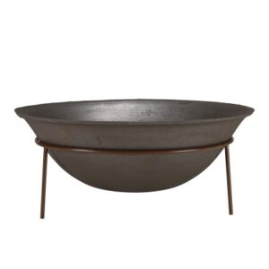 GREGOIRE - Round cast iron fire pit on rust-coloured steel legs