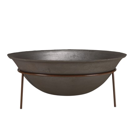 GREGOIRE - Round cast iron fire pit on rust-coloured steel legs