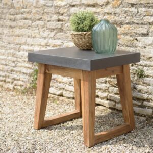 HECTOR - Rectangular side table 50x40cm dark concrete effect trapezoidal legs