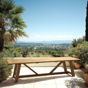 KALLY - 300x100cm garden dining table made from natural recycled teak