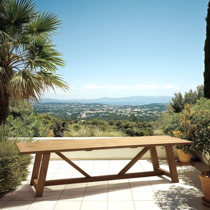 KALLY - 300x100cm garden dining table made from natural recycled teak