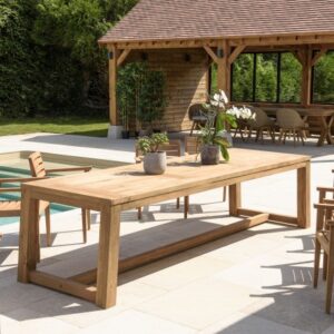 KALLY - 300x95cm recycled teak dining table in natural colour