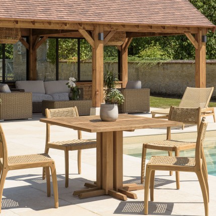 KALLY - Square garden dining table 110x110cm recycled teak