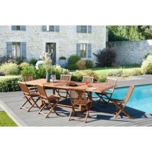 MAEVA - Garden table for 10/12 people - rectangular with double extension 200/300 x 120 cm in oiled teak wood