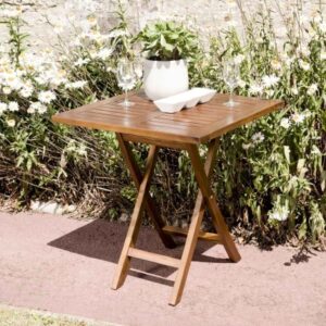 MAEVA - Garden table for 2 people - square folding 70 x 70 cm in oiled teak wood