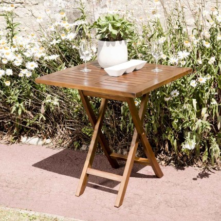 MAEVA - Garden table for 2 people - square folding 70 x 70 cm in oiled teak wood
