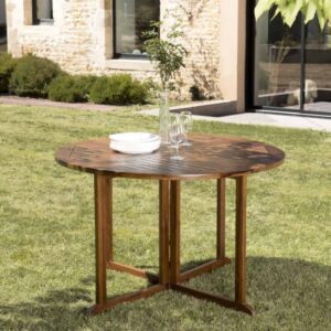 MAEVA - Garden table for 4/5 people - round table with butterfly leaves in oiled teak wood