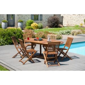 MAEVA - Garden table for 4/6 people - oval, extendable 120/180 x 90 cm in oiled teak wood