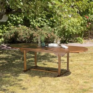 MAEVA - Garden table for 8/10 people - extendable oval table 180/240x100cm in oiled teak wood