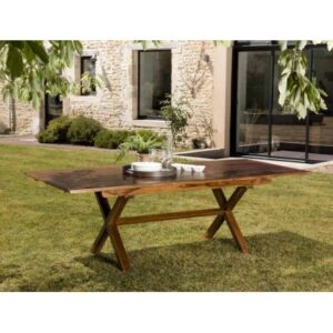 MAEVA - Garden table for 8/10 people - rectangular, cross-legs, extendable, 180/240 x 100 cm, oiled teak wood