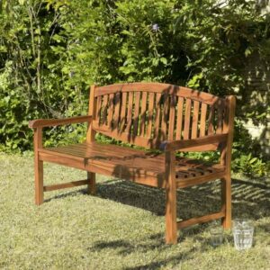 MAEVA - Oval garden bench in oiled teak wood MAEVA - Oval garden bench in oiled teak wood