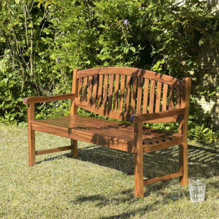 MAEVA - Oval garden bench in oiled teak wood