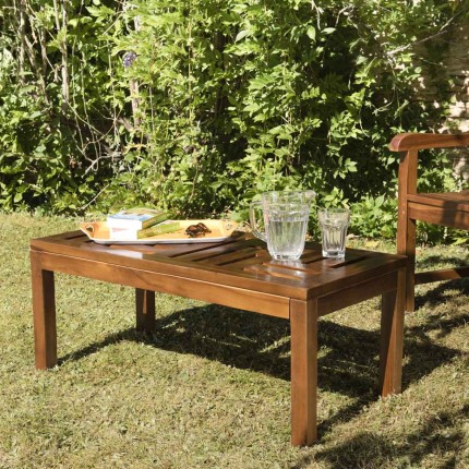 MAEVA - Rectangular garden coffee table 100 x 50 cm in oiled teak wood