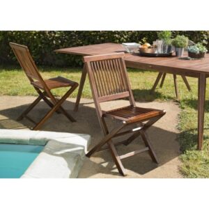 MAEVA - Set of 2 Java garden chairs in oiled teak wood MAEVA - Set of 2 Java garden chairs in oiled teak wood