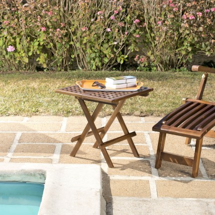 MAEVA - Square garden picnic table 50x50cm in oiled teak wood