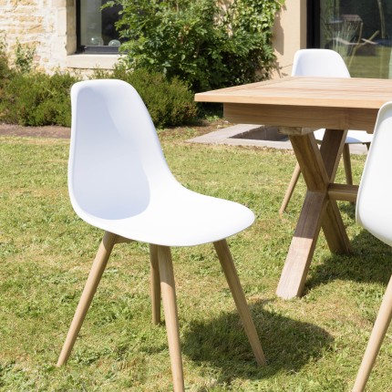MALO - Set of 2 white chairs with natural-coloured legs