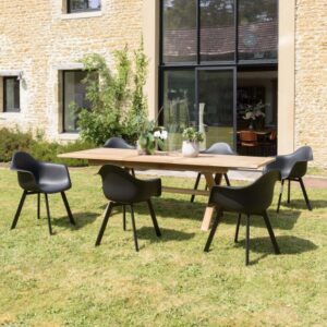 MALO - Set of 6 black armchairs with rounded backrest