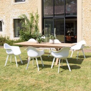 MALO - Set of 6 white armchairs with rounded backrest