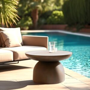 NESTOR - Round brown concrete coffee table, 70cm diameter