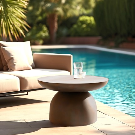 NESTOR - Round brown concrete coffee table, 70cm diameter