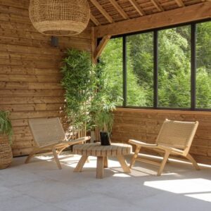 VALERIA - Set no. 34 Recycled teak garden furniture set with synthetic rattan for 2 people.