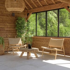 VALERIA - Set no. 35 Recycled teak garden furniture set with synthetic rattan for 2 people.