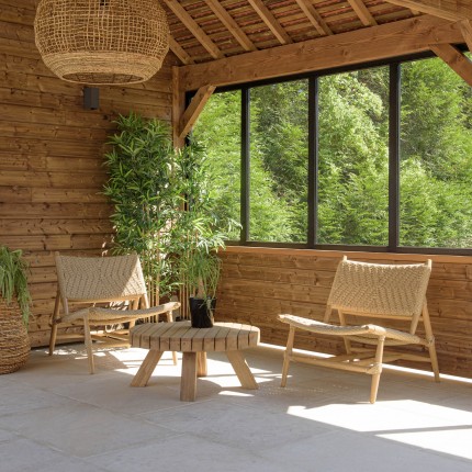 VALERIA - Set no. 35 Recycled teak garden furniture set with synthetic rattan for 2 people.