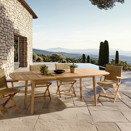 VICK - Extendable garden table in oiled acacia 180/240x110cm