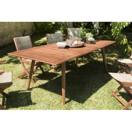 VICK - Garden table for 8/10 people - extendable 180/240x100x75 cm in acacia wood